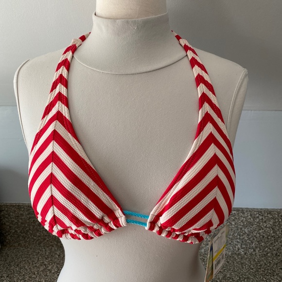 Hobie red and white striped bikini, medium, with a splash of blue. (NWT) - Picture 3 of 8